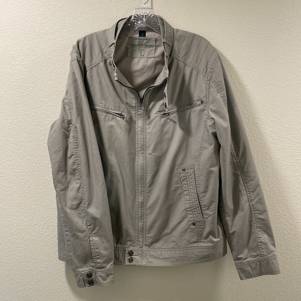 ARMAND THIERY (MEN'S) Long Sleeve Front Zip Lined Bomber Jacket, Gray - L